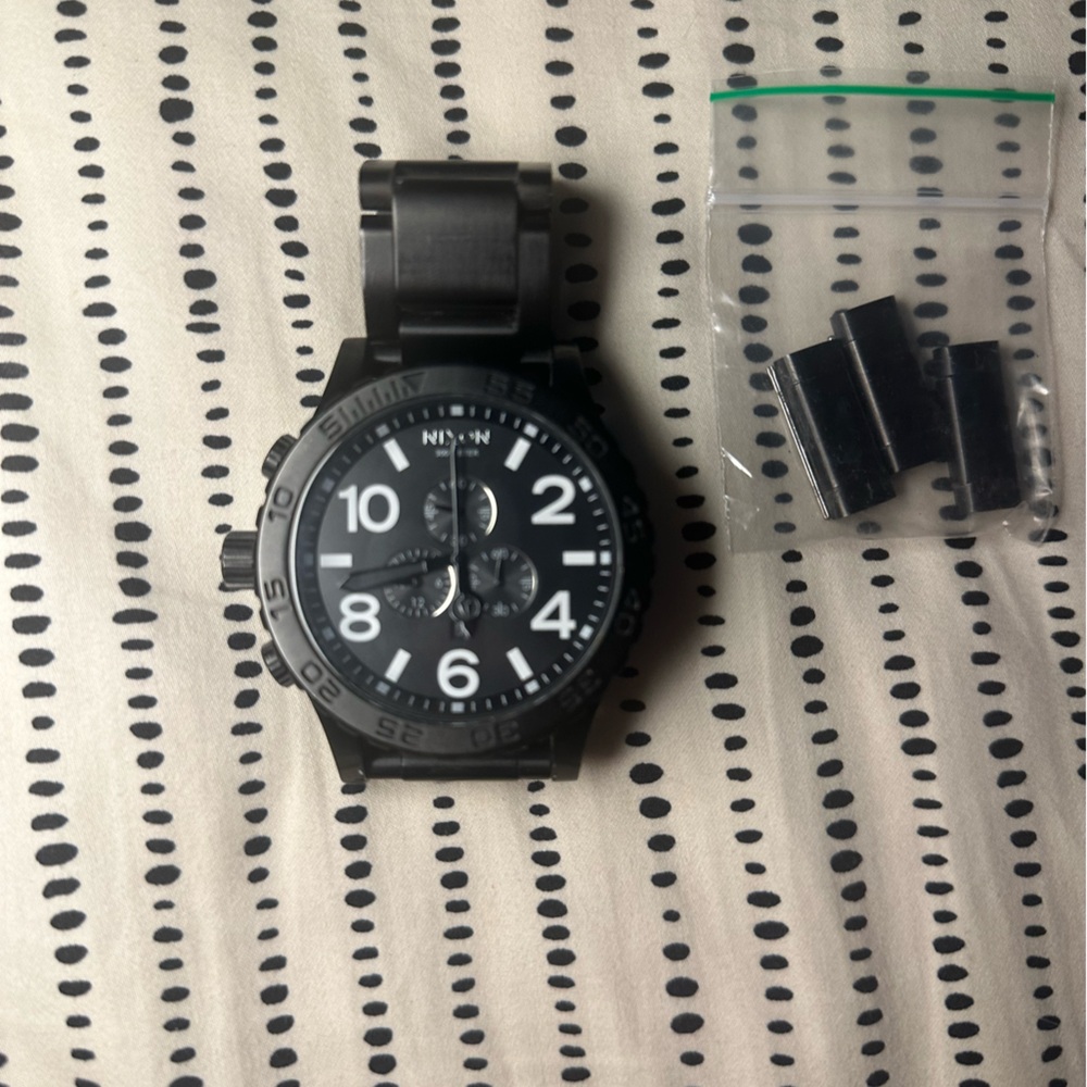 Nixon Black Chronograph Watch with Spare Links